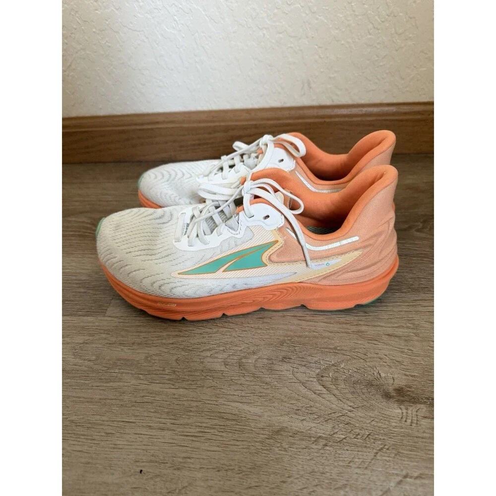 Altra Torin 6 Women’s White Orange Teal Wide Toe Box Sneakers Size 8.5